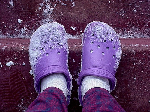crocs in snow